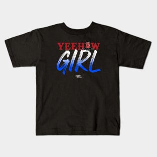 Yeehaw Girl in Red, White, and Blue USA colors Kids T-Shirt